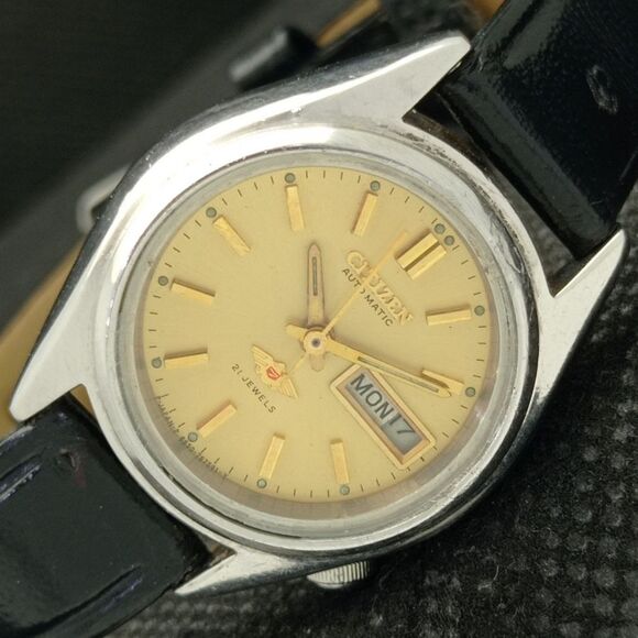 Vintage 1987 Citizen Automatic Womans Silver Watch W/daydate & Gold accents - Picture 1 of 8